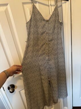 Sienna Sky Black and White Spotted Button-Front Midi Dress